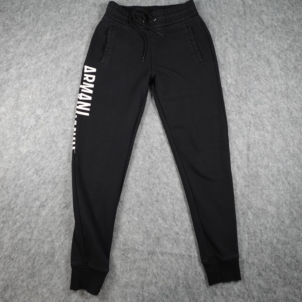 Armani Exchange Pants‎ Mens Small Black Logo Graphic Drawstring Joggers Sweat